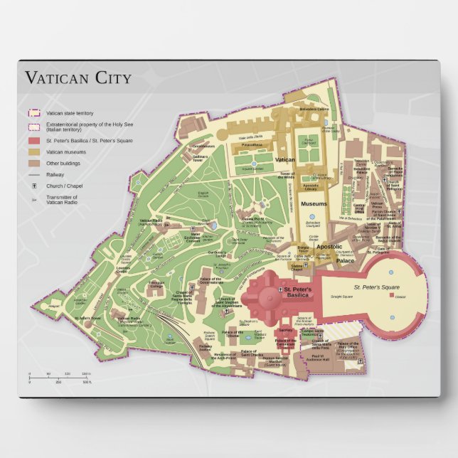 Vatican City Layout Diagram Map Plaque (Front)