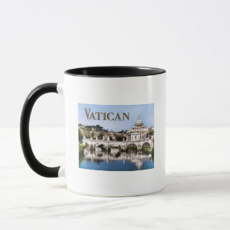 Vatican City Seen from Tiber River text VATICAN Mug