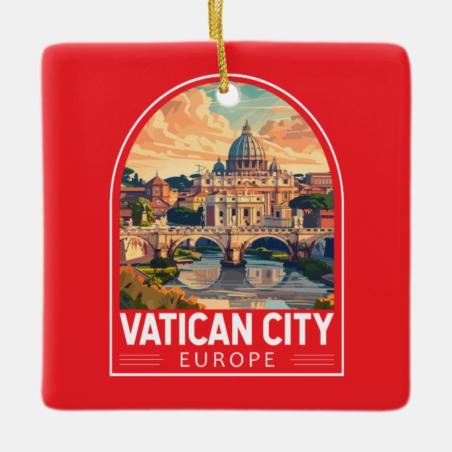 Vatican City Travel Art Vintage Ceramic Ornament (Front)