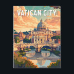 Vatican City Travel Art Vintage Postcard<br><div class="desc">Vatican City retro vector travel design. Vatican City,  a city-state surrounded by Rome,  Italy,  is the headquarters of the Roman Catholic Church. It's home to the Pope and a trove of iconic art and architecture.</div>