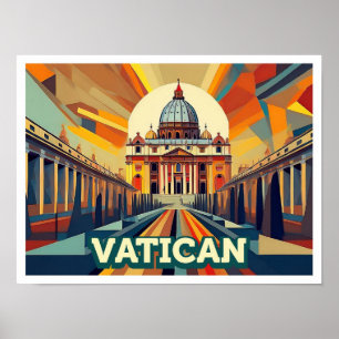 Vatican City Travel artistic colourful Poster