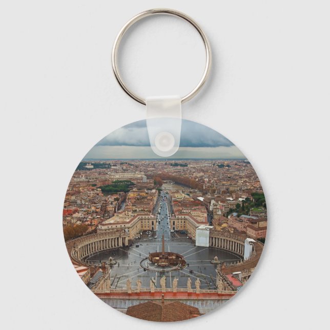Vatican City - View from St Peter's Basilica Key Ring (Front)