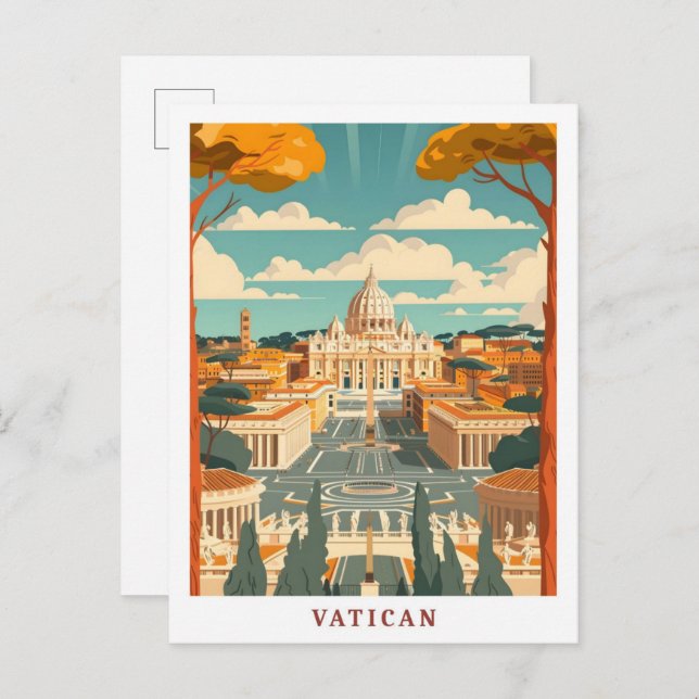 Vatican Rome Italy Elegant Art Vintage Travel Postcard (Front/Back)