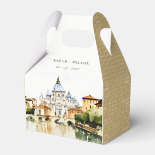 Vatican Rome Italy Watercolor Landscape Wedding Favour Box