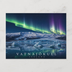 Vatnajökull Glacier Ice Cap Iceland Aurora Postcard
