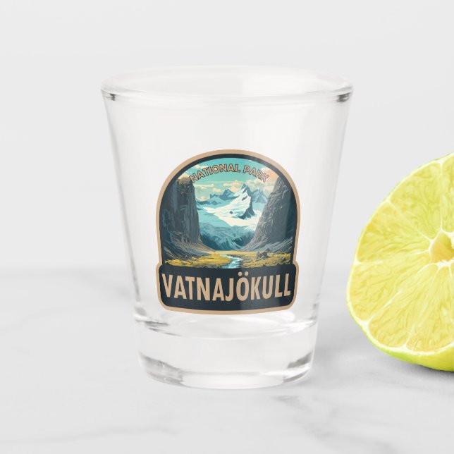 Vatnajokull National Park Iceland Travel Vintage Shot Glass (Front)