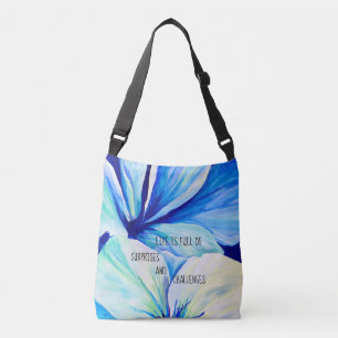 Vattenfärgen Persian Blue Flower Petals Mönster Crossbody Bag