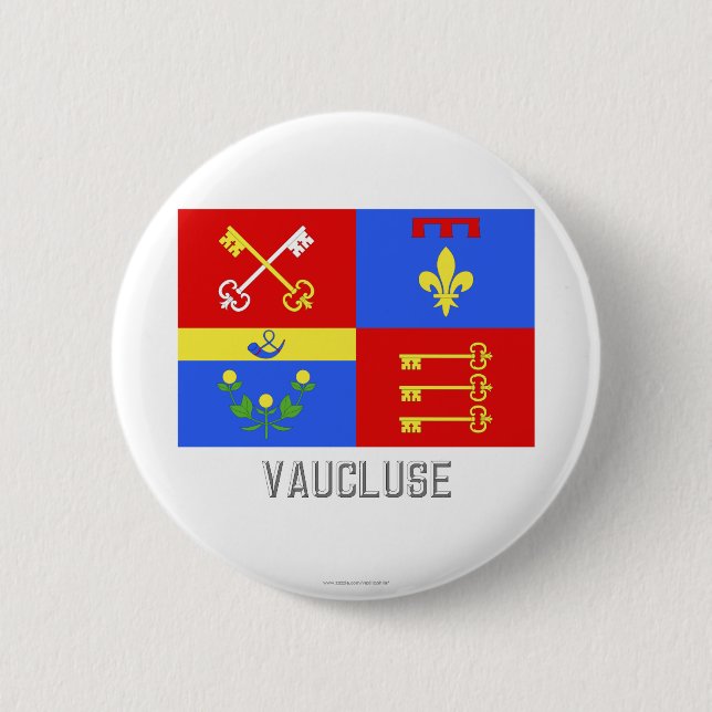 Vaucluse flag with name 6 cm round badge (Front)