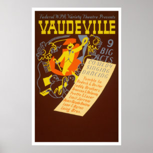 Vaudeville Vintage Poster - 9 Big Acts