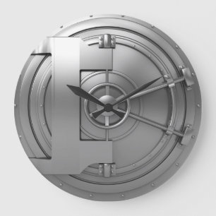 vault door silver large clock