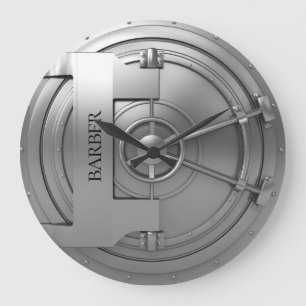 vault door silver large clock