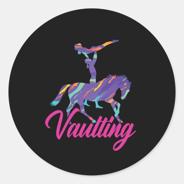 Vaulting Gymnast Horse Balancing Acrobats Gift Classic Round Sticker (Front)