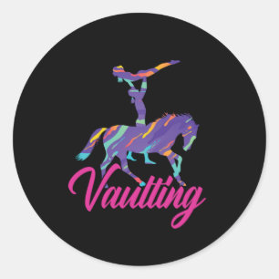 Vaulting Gymnast Horse Balancing Acrobats Gift Classic Round Sticker
