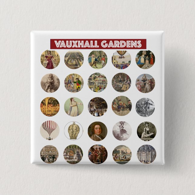Vauxhall Gardens Square Button (Front)