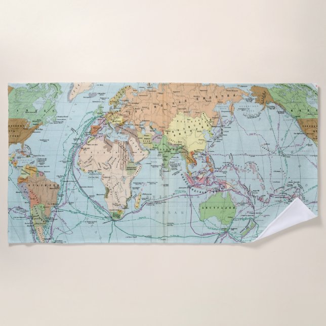 Vazhneishie Inostrannye Krugosvetnye Zkspeditsii Beach Towel (Front)