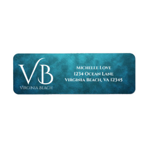 VB Virginia Beach on Blue Water Background Address Return Address Label