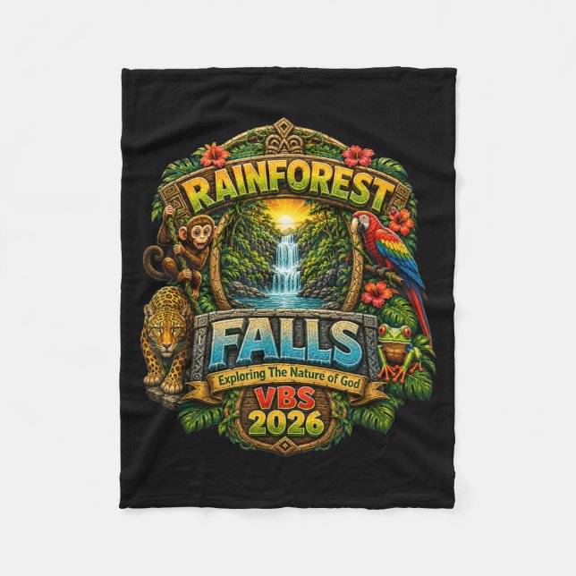 Vbs 2026 Rainforestfalls Exploring The Nature Fleece Blanket (Front)