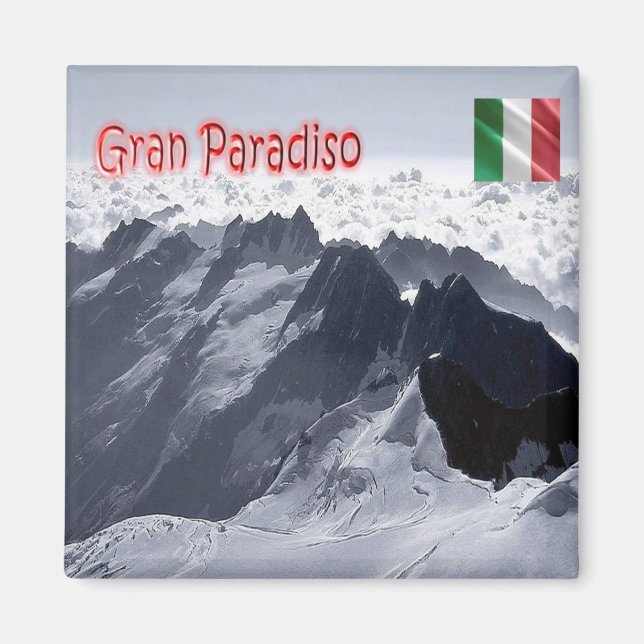 VDA035 GRAN PARADISO, the Peaks, Italy, Fridge Magnet (Front)