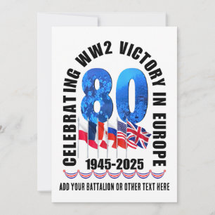 VE DAY 80th Anniversary Victory in Europe WW2 Invitation