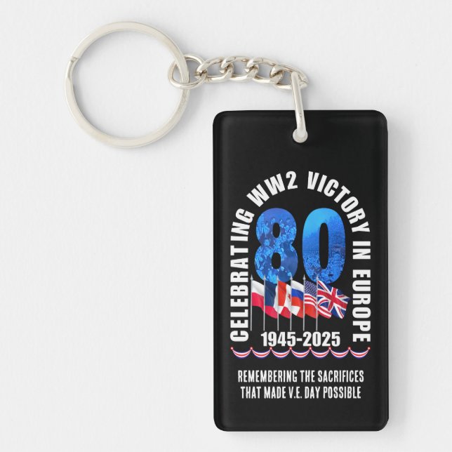 VE DAY 80th Anniversary Victory in Europe WW2 Key Ring (Front)