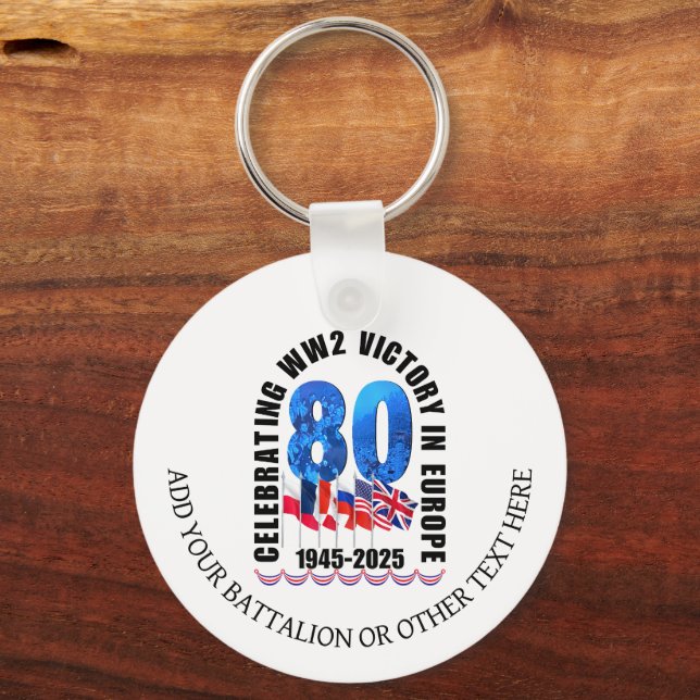 VE DAY 80th Anniversary Victory in Europe WW2 Key Ring (Front)