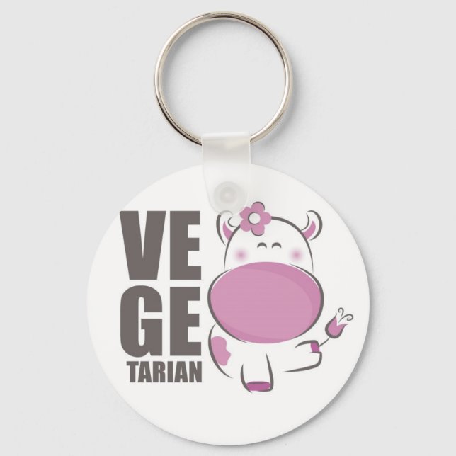Ve Ge Tarian (Pink Cow) Key Ring (Front)