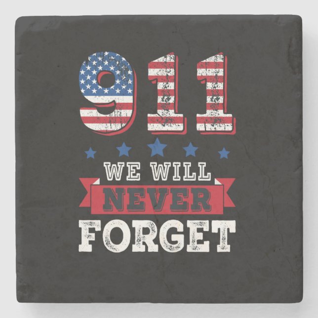 Vector 911 we will never forget t shirt stone coaster (Front)