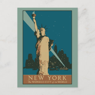 Vector Art Deco New York Wonder City Postcard