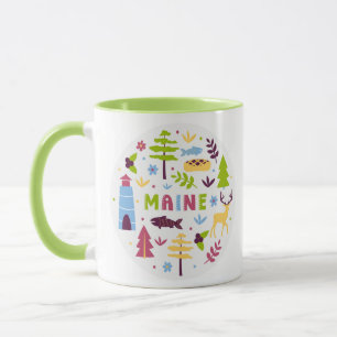 Vector Art Maine Theme State Symbols Mug