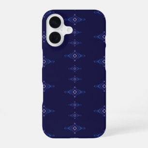 Vector boho pattern blends blue sky inspired Ikat iPhone 16 Case