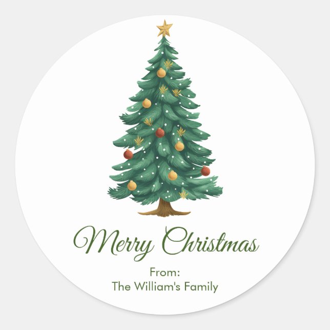 Vector Christmas Tree Classic Round Sticker (Front)