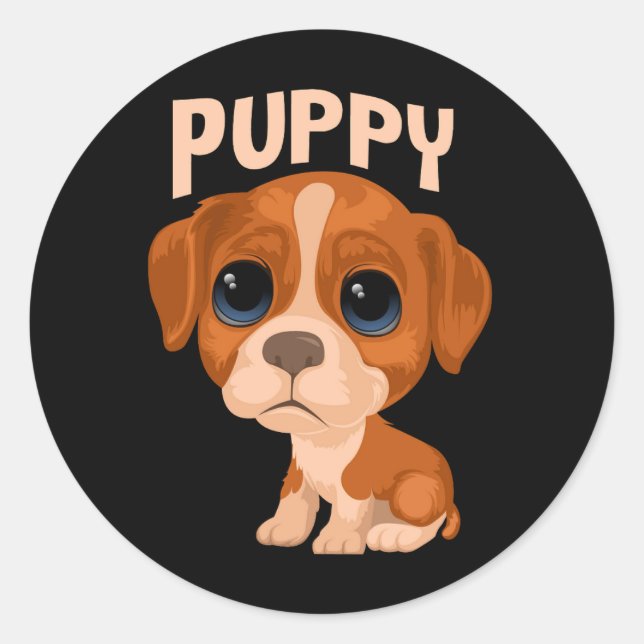 Vector cute funny puppy dog classic round sticker (Front)