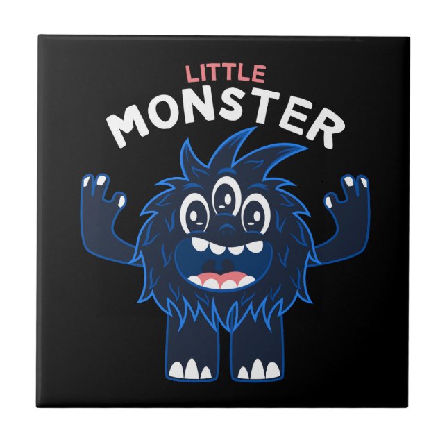 Vector cute little monster cartoon tshirt designs ceramic tile (Front)
