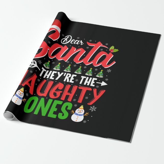 Vector dear santa they're the naughty ones t shirt wrapping paper (Unrolled)
