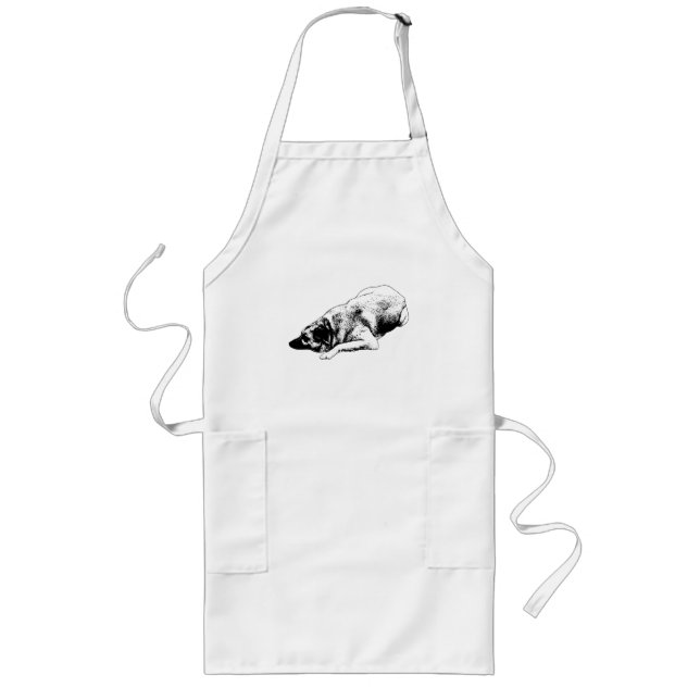 Vector Dog Lines Add Calm To Winter Holiday Meals Long Apron (Front)