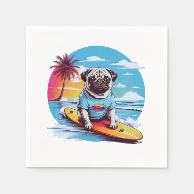 Vector dog surfing in the waves napkin (Front)