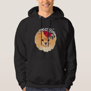 Vector Fashion Dog Pomeranian Breed Smiling Active Hoodie