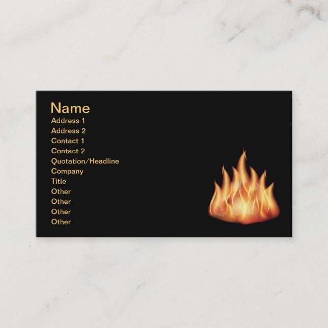 vector-flames1- HOT FIRE FLAMES BURING BLACK ORANG Business Card (Front)