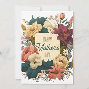 Vector Floral Bouquet Mother's Day Custom Message Holiday Card
