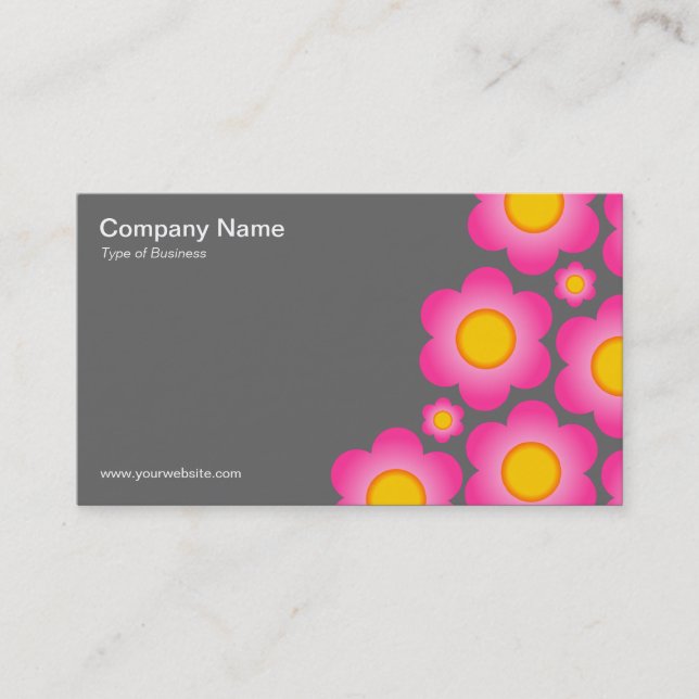 Vector Flowers II - Grey Business Card (Front)