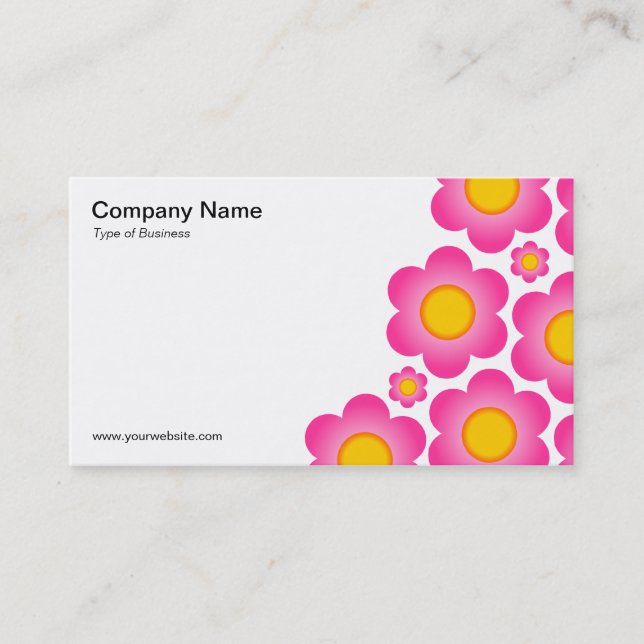 Vector Flowers II - White Business Card (Front)