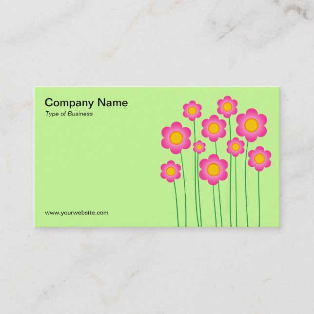 Vector Flowers III - Pastel Green Business Card (Front)