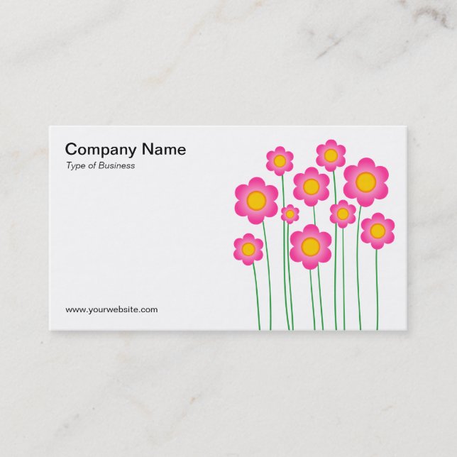 Vector Flowers III - White Business Card (Front)