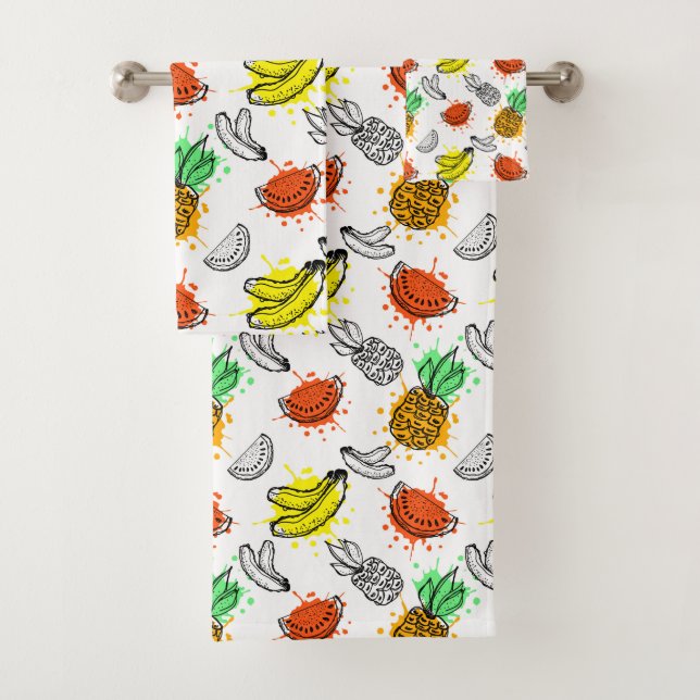 Vector Graphic Seamless Pattern Bath Towel Set (Insitu)