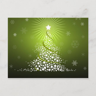 Vector Green Christmas Tree Holiday Postcard