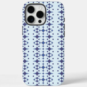 Vector Ikat design weaves dark navy blue tribal iPhone 16 Pro Max Case