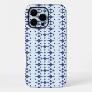 Vector Ikat design weaves dark navy blue tribal iPhone 16 Pro Max Case