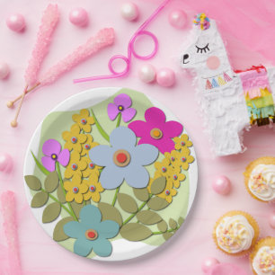 Vector illustration of flower bouquet paper plate