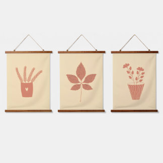 vector illustration on botanical theme with flower hanging tapestry