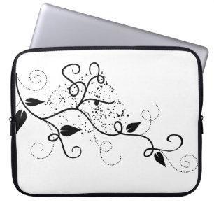 Vector ivy swirl branch girly chic floral nature laptop sleeve